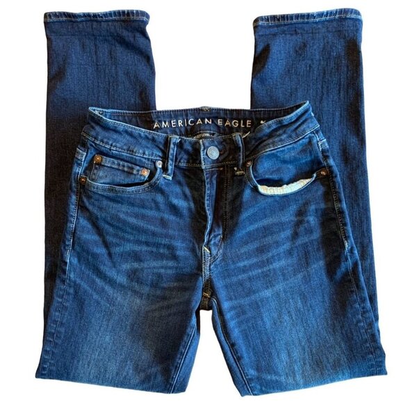 American Eagle Outfitters Mens Blue Jeans Slim Straight Stretch Denim - Picture 1 of 8